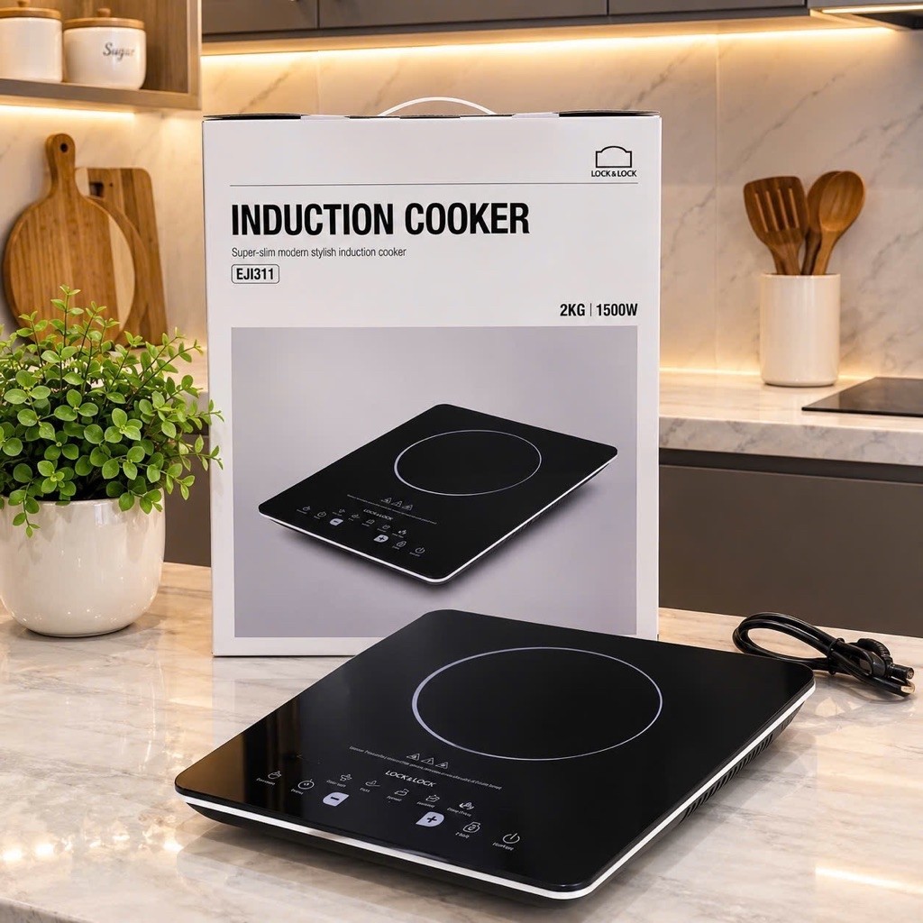 Bếp Từ Lock&Lock EJI311 – 1500W, Mặt Kính Pha Lê, Cảm Ứng, Nhỏ Gọn
