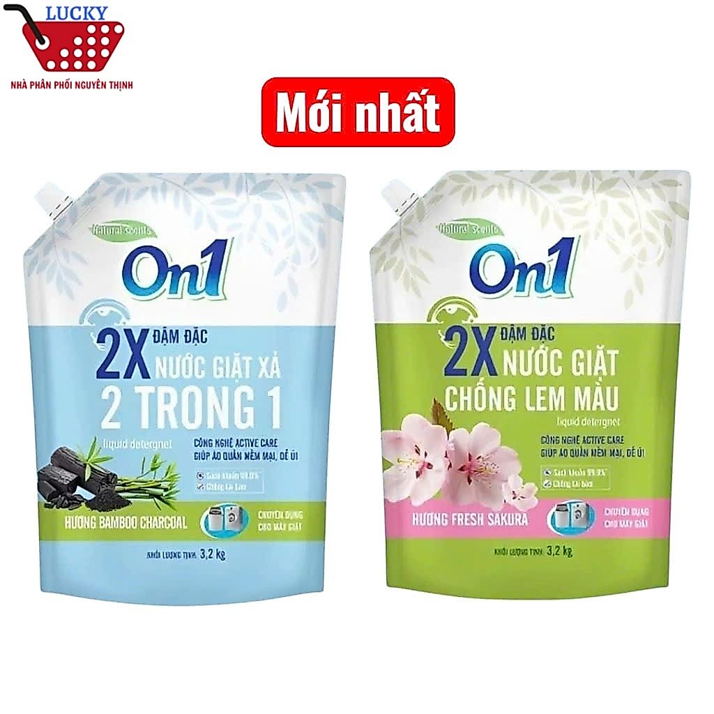 Nước giặt xả 2in1 On1 Sạch khuẩn, khử mùi ẩm mốc 3.2Kg / Túi - Dành cho giặt tay và giặt máy