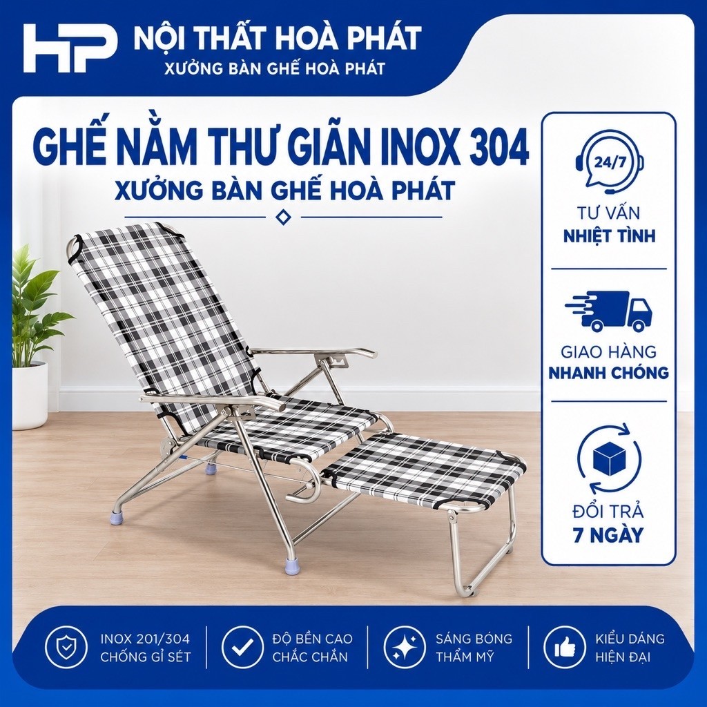 Ghế bố xếp khung inox 304 mặt lưới cao cấp bảo hành 5 năm