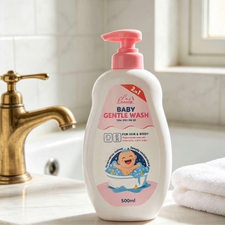 [CHÍNH HÃNG]Sữa tắm gội em bé Gentle Wash 500ml La Beauty giảm và ngăn ngừa rôm sảy, hăm da….
