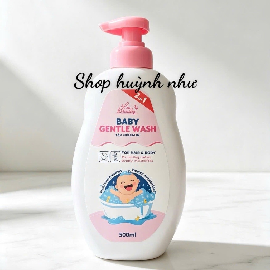 [CHÍNH HÃNG]Sữa tắm gội em bé Gentle Wash 500ml La Beauty giảm và ngăn ngừa rôm sảy, hăm da