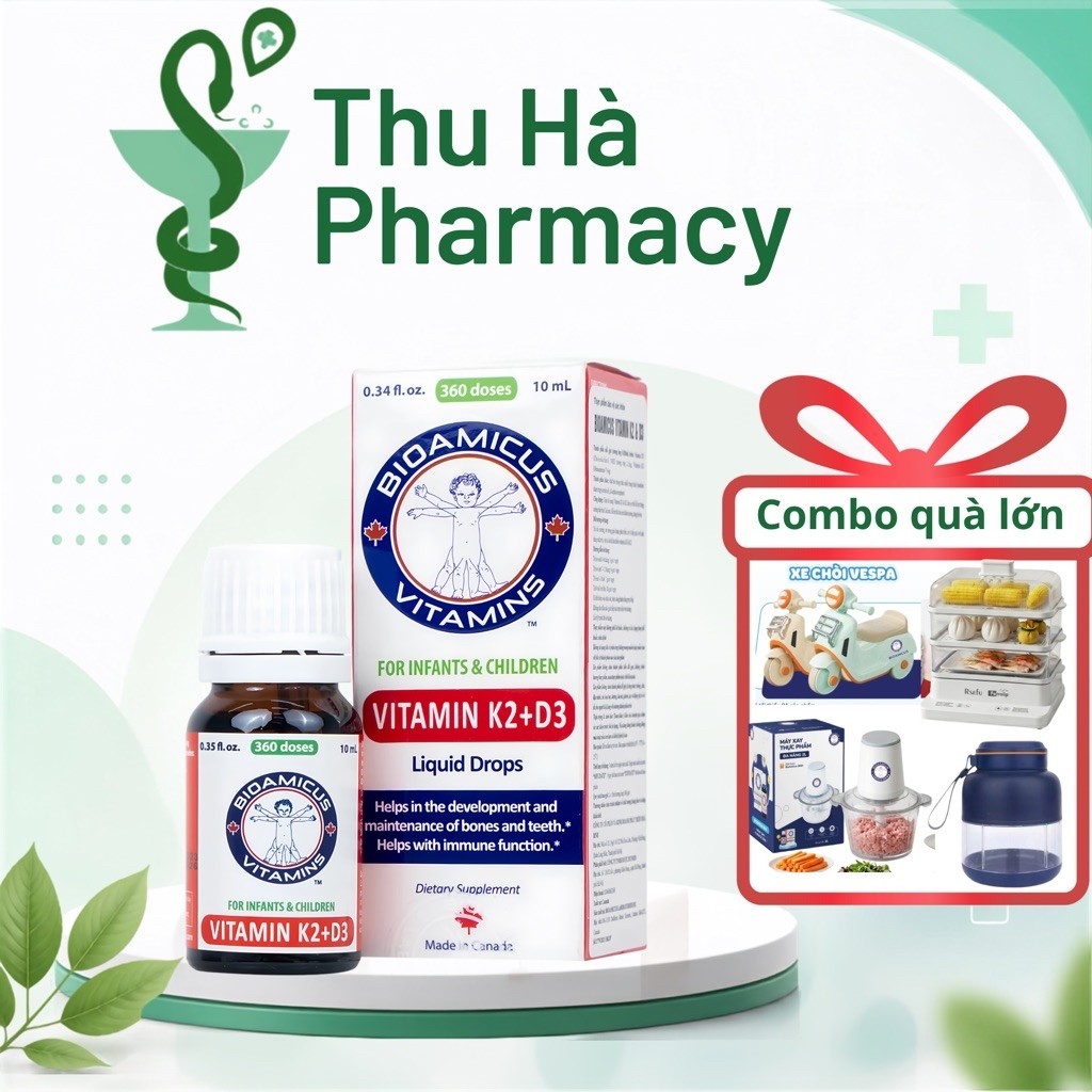 (QUÀ HỜI) Combo 3 Vitamin Bioamicus D3k2 10ml hỗ trợ chống còi xương tăng chiều cao cho bé yêu-thuha