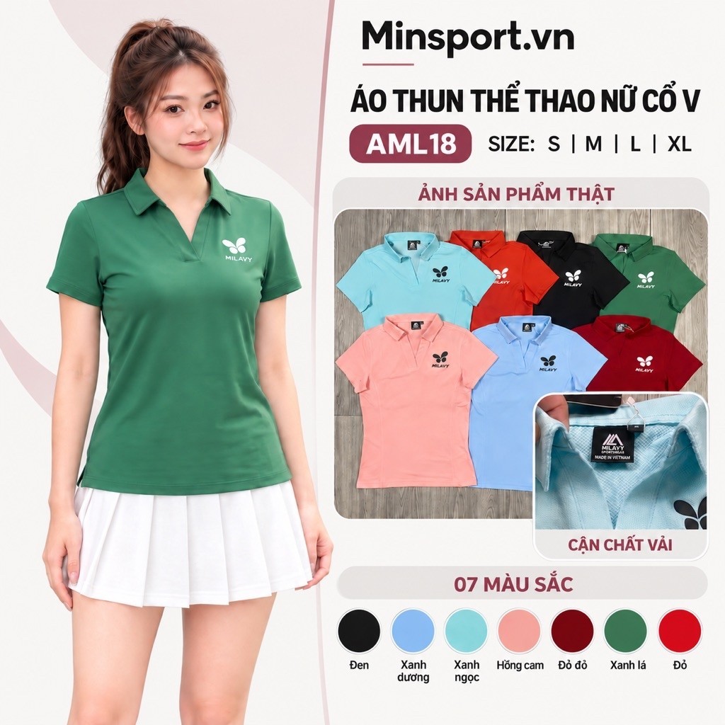 Áo Thun Thể Thao Nữ Cổ V MILAVY Ella