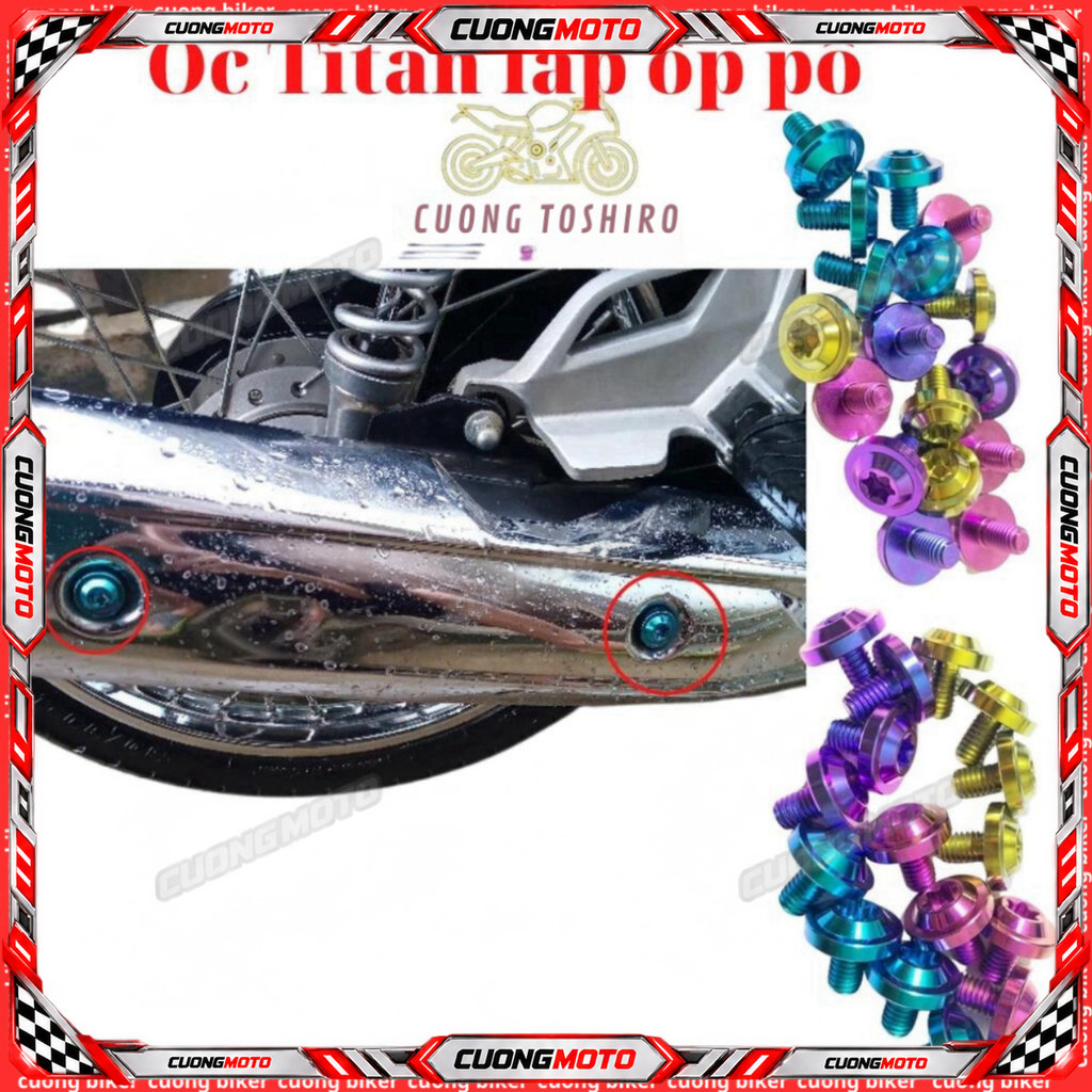 Ốc titan gr5 gắn ốp pô xe wave a Wave a 2007-2025 50cc 100cc 110cc RSX Fi 110 cuong biker