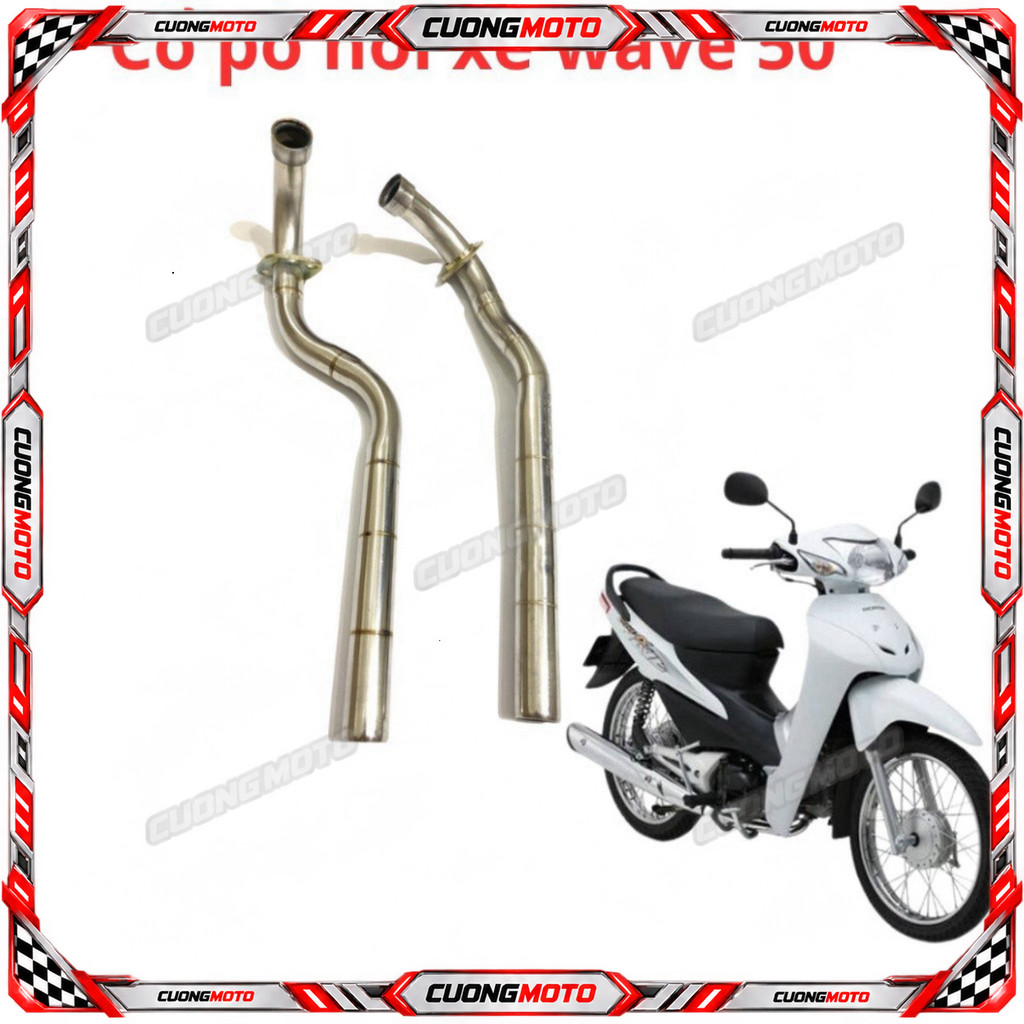 cổ pô inox gắn pô zin cho xe wave a 50cc 100 110cc dùng để thay thế cổ pô zin bị gỉ hoặc thủng cuong