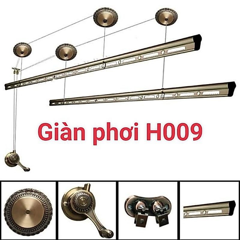 ( TRỌN BỘ ) Giàn phơi thông minh Hoà Phát H009 thanh phơi dài 2 Mét, tải trọng 60kg