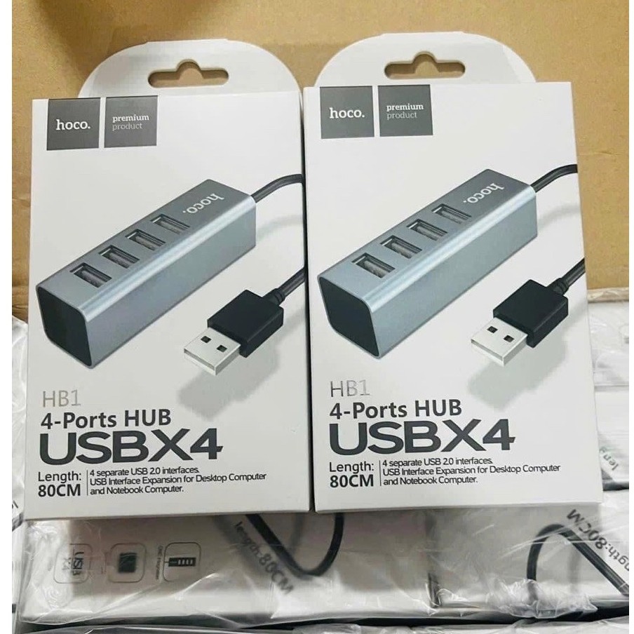 Hub chia cổng USB chính hãng Hoco HB1, Dây sạc nhanh chính hãng Hoco dài 1m