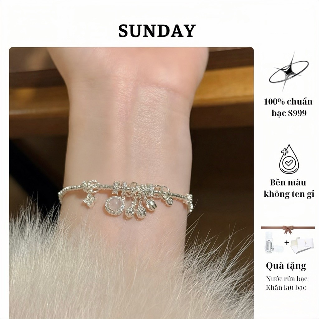 [Có sẵn] Lắc Tay Bạc S999 Nguyệt Quang Thanh Nhã - 100% Bạc S999 - Sunday