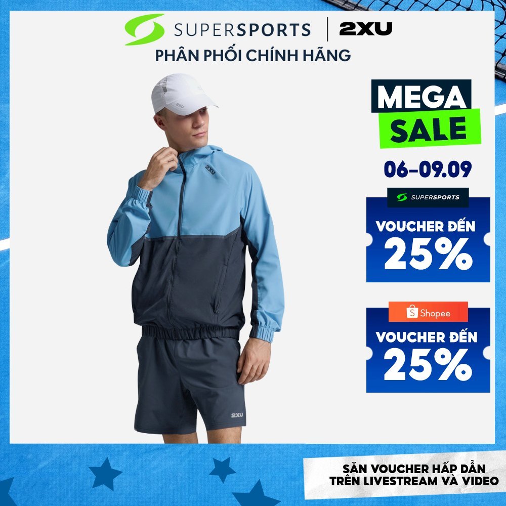 Áo Khoác Chạy Bộ Nam 2Xu Aero Hex Windbreaker - Xanh Dương - MR7358a-AZB/MDN