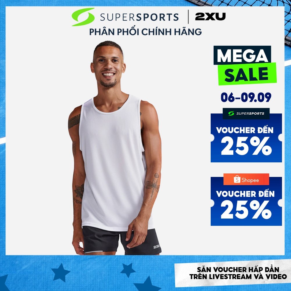 Áo Ba Lỗ Nam 2XU Aero - Trắng - MR6676a-WHT/SRF