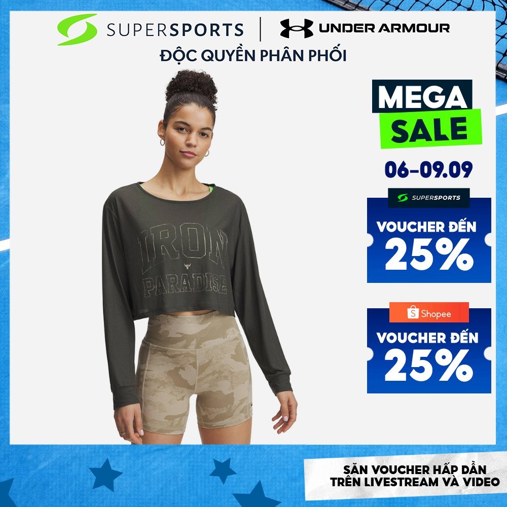 Áo Thun Nữ Under Armour Project Rock Long Sleeve - Xanh Lá - 1389709-310