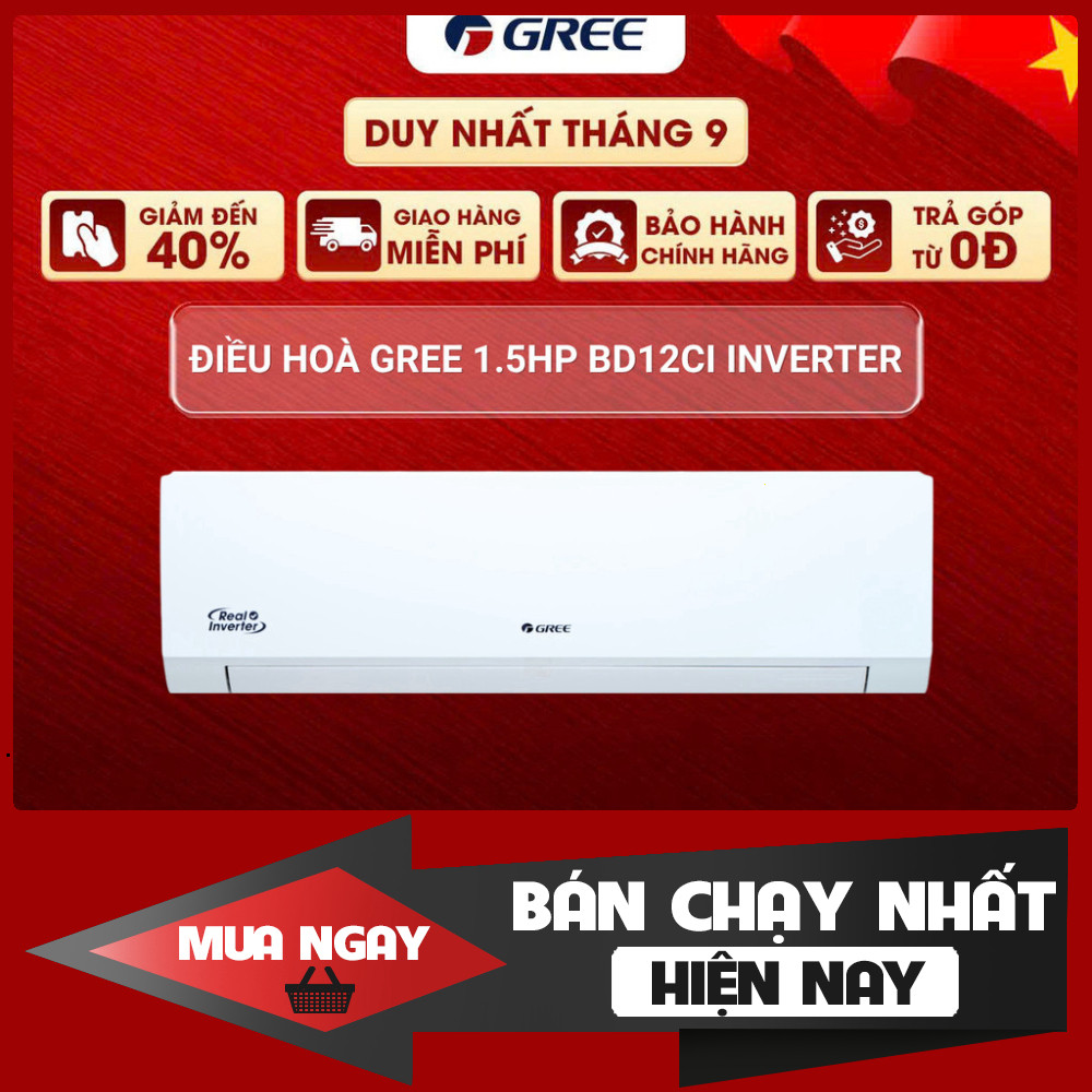 Điều Hòa Gree Inverter 1.5HP BD12CI (Black Diamond) Tiết Kiệm Điện Bảo Hành Chính Hãng