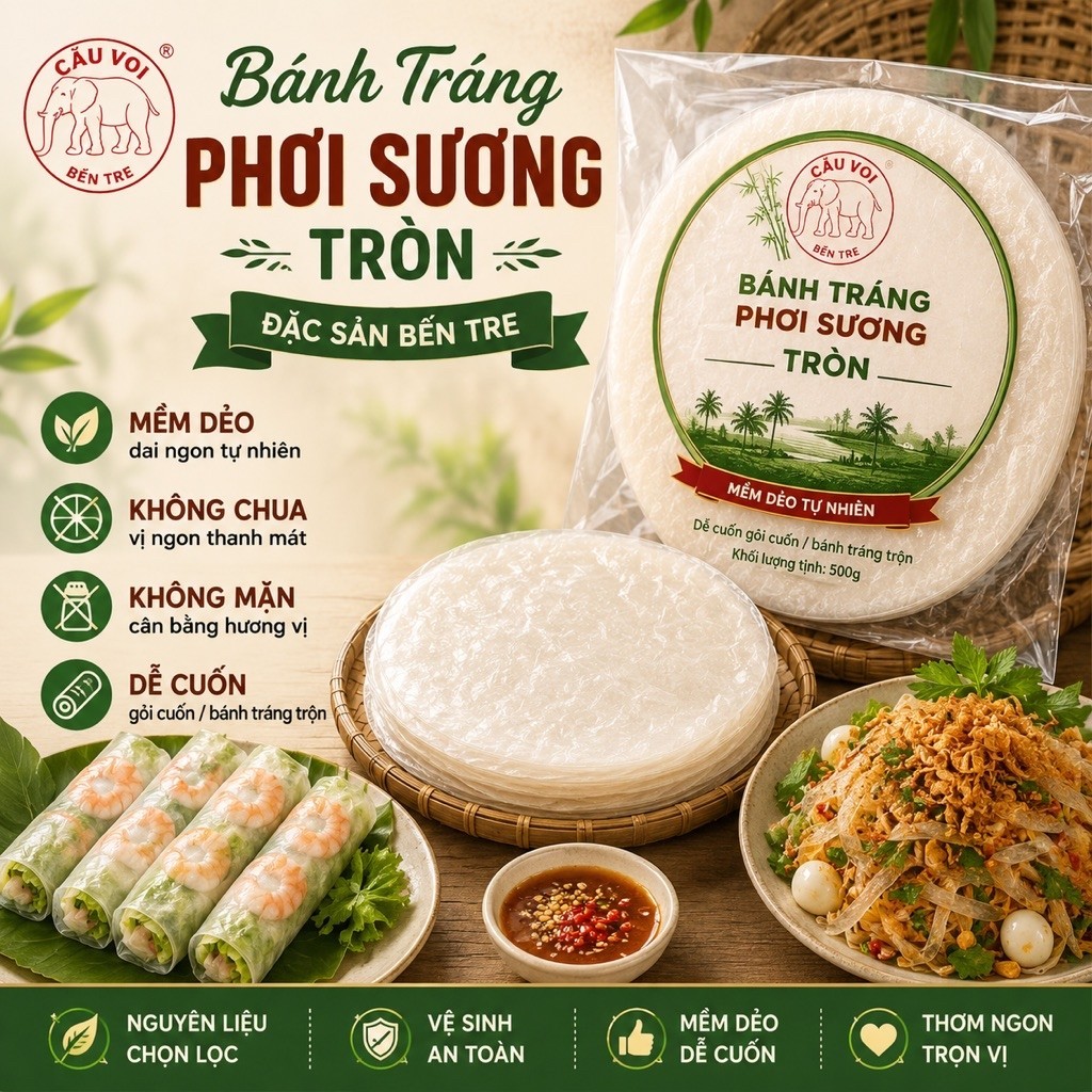 1kg Bánh Tráng Phơi Sương Tây Ninh Dẻo Mềm - 1kg