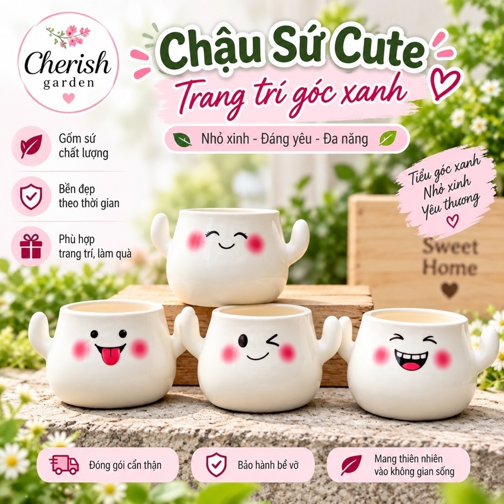 Chậu Mini Trồng Cây Cảnh Nhỏ, Sen Đá, Xương Rồng Để Bàn, Decor bàn làm việc. GS1