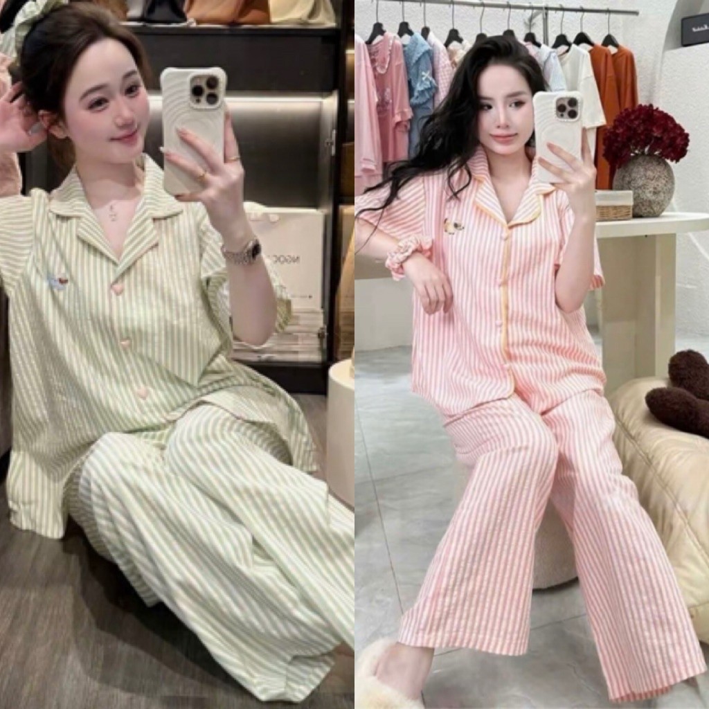 Set Bộ Ngủ Nữ, Set Bộ Pijama Hình Thêu
