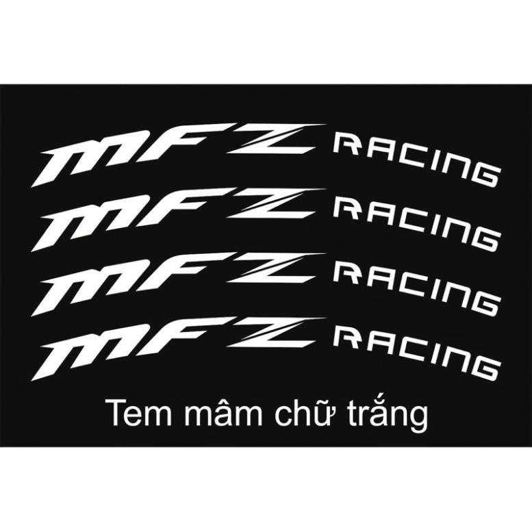 Tem dán mâm xe MFZ racing (bộ 4 chữ như hình mẫu) siêu thị tem xe