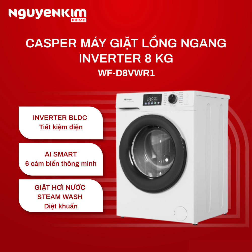 Máy giặt cửa trước Casper ProWash Inverter 8 kg WF-D8VWR1