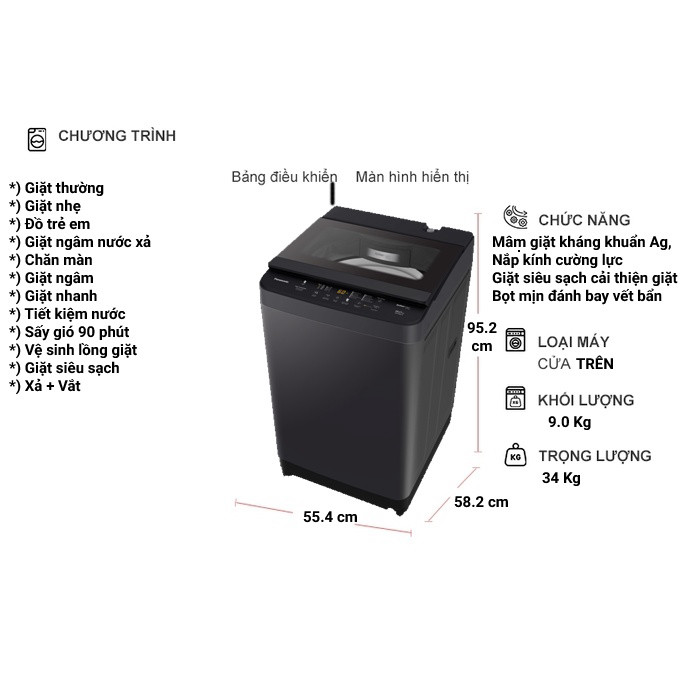 Nhắn shop đặt hàng  Máy Giặt Panasonic 9 Kg NA-F90S10BRV - Điện Máy Kho Rẻ Giao nhanh.