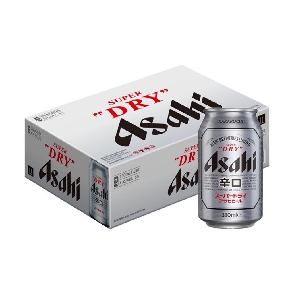 Bia Asahi Dry  330ml thùng 24 lon. date 12/ 2026