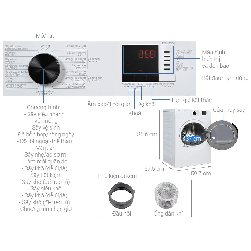 Nhắn shop đặt hàng  Máy sấy thông hơi Beko 9 kg DA9112RX0WB mới 100% - Điện Máy Kho Rẻ Giao nhanh.