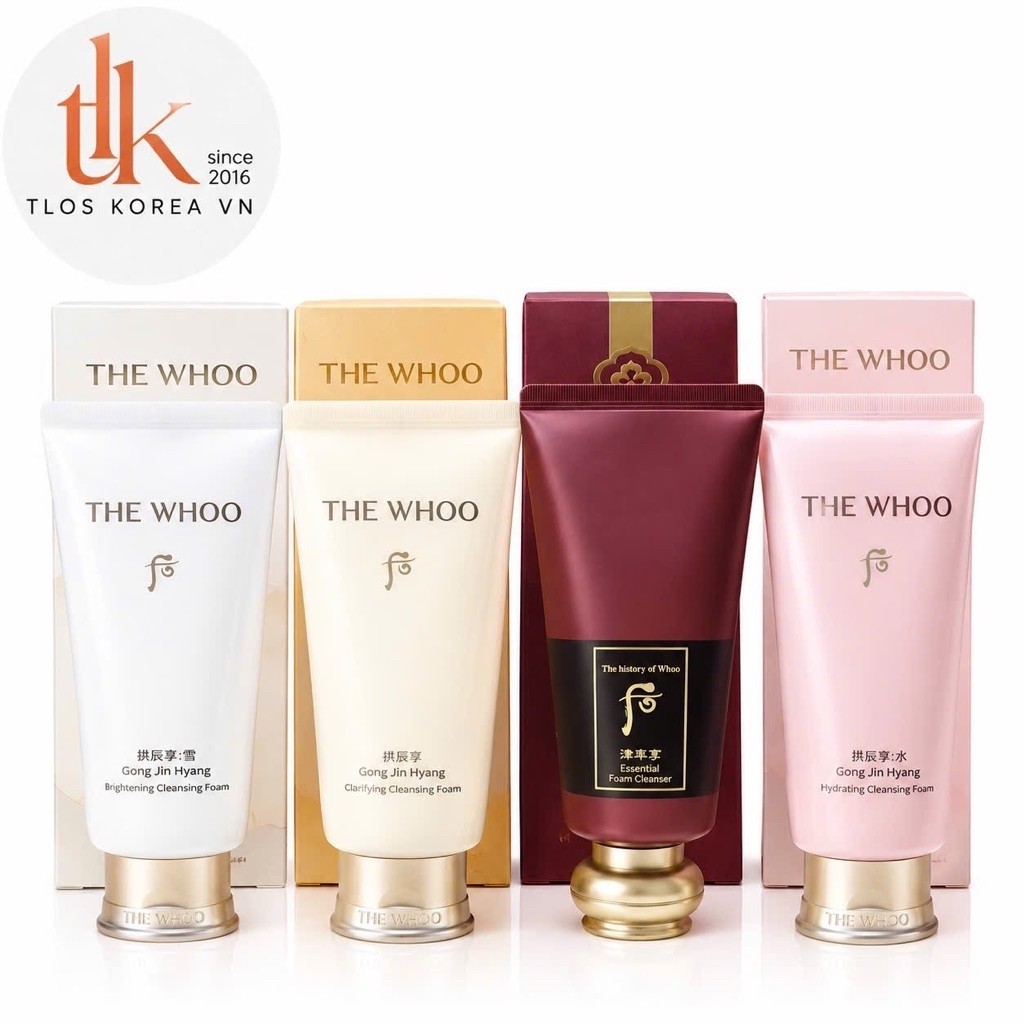 [ Đủ 4 loại ] Sửa Rửa Mặt Whoo Trắng- Whoo Vàng - Whoo Đỏ - Whoo Hồng Tuyp 180ml