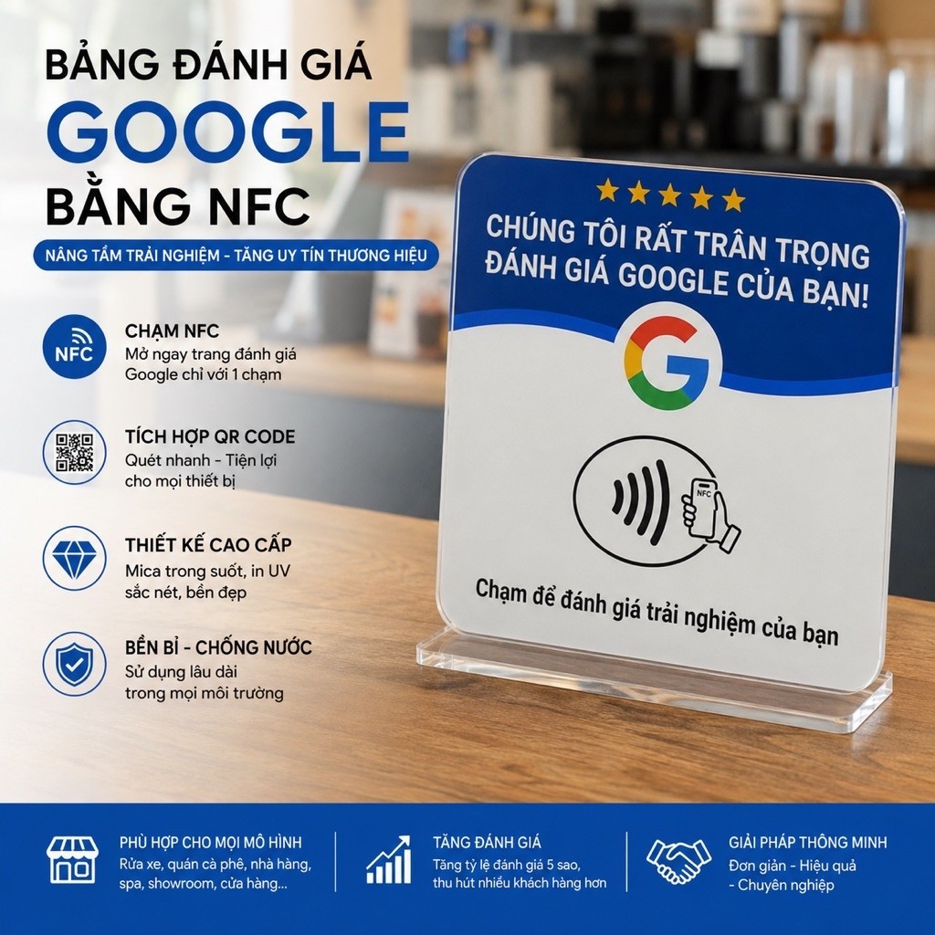 Thẻ NFC Đánh Giá Google Review - 1 Chạm Mở Ngay Trang Review - Tăng Sao Cho Cửa Hàng