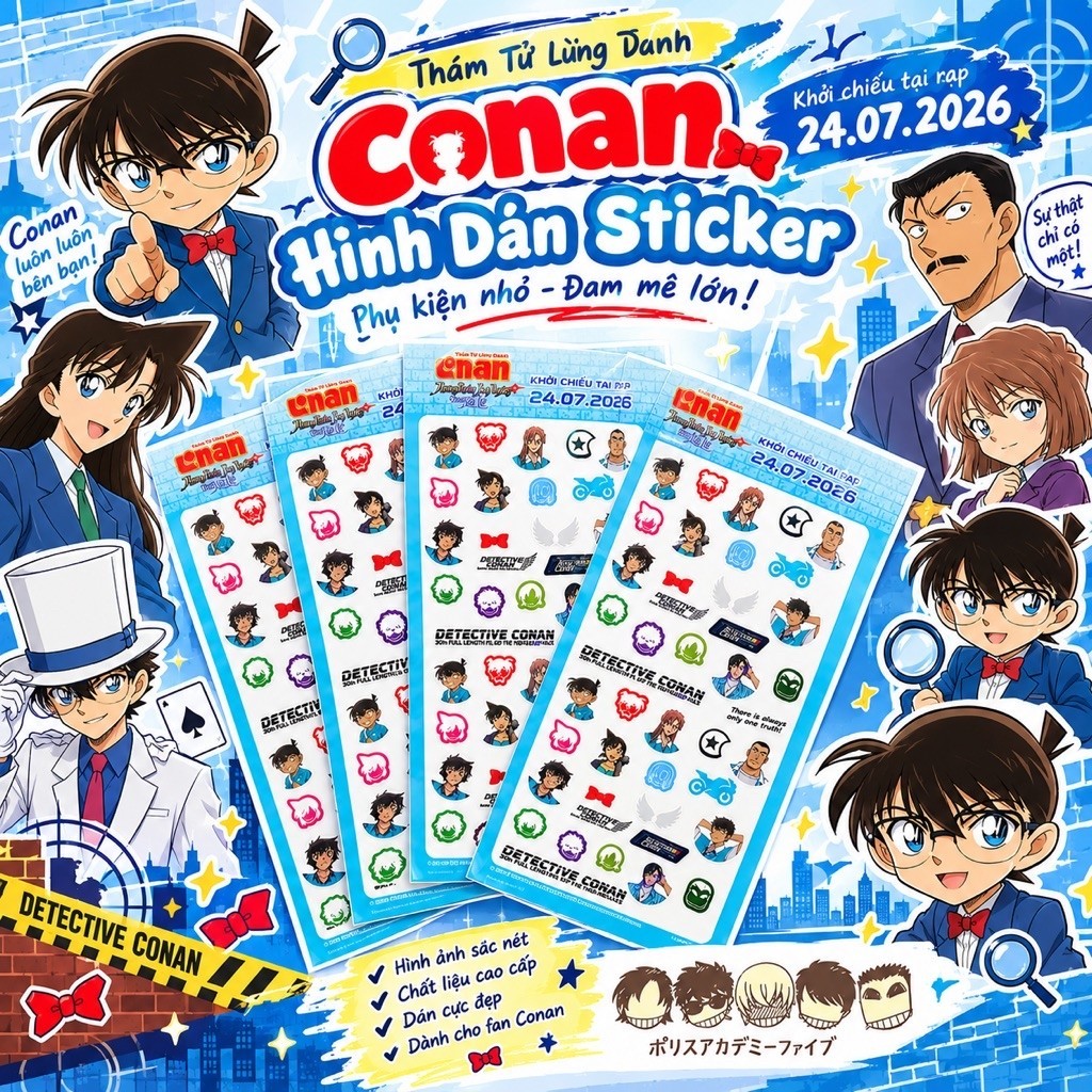 Sticker Conan Movie 29 Giới Hạn năm 2026- Kèm Card ngẫu nhiên