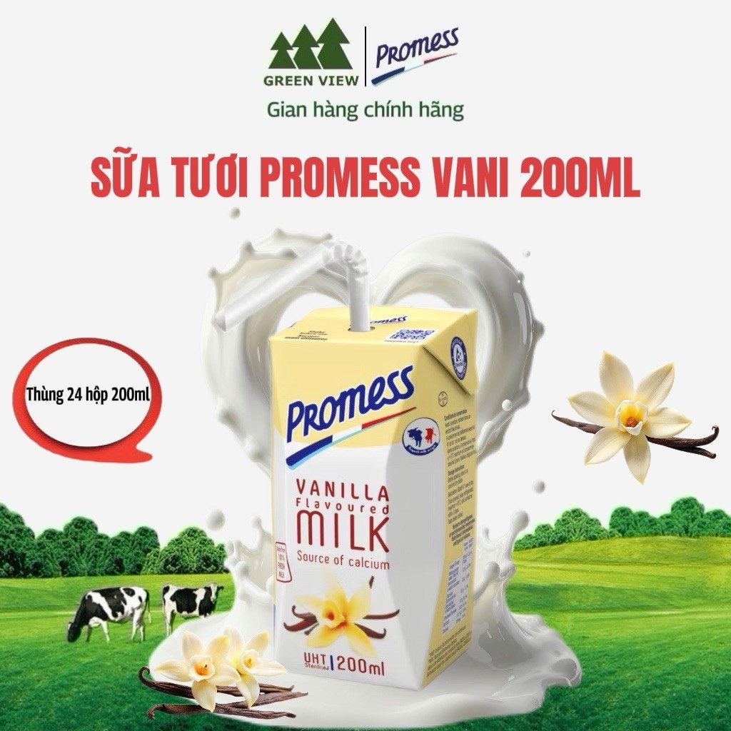 Sữa tươi Promess hương Vani 200ml (Thùng 24 hộp)