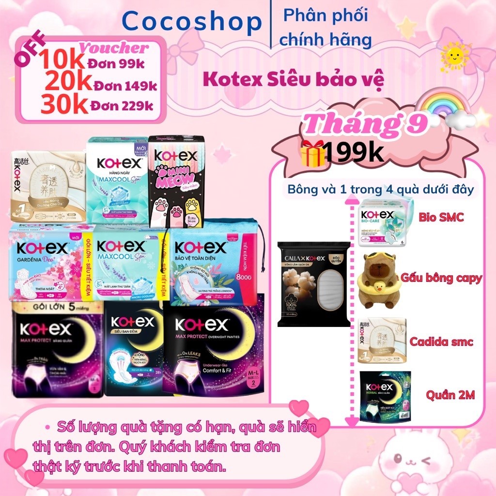 [ Kotex ]Băng vệ sinh Kotex các loại hằng ngày- ban ngày- Ban đêm