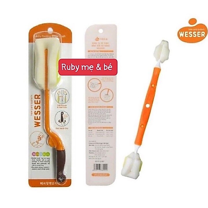 [ CHÍNH HÃNG- FREE SHIP ]  Dụng Cụ Vệ Sinh, Cọ Rửa Bình Sữa Wesser 2 đầu,  Xoay 360 Độ Wesser Cao Cấ