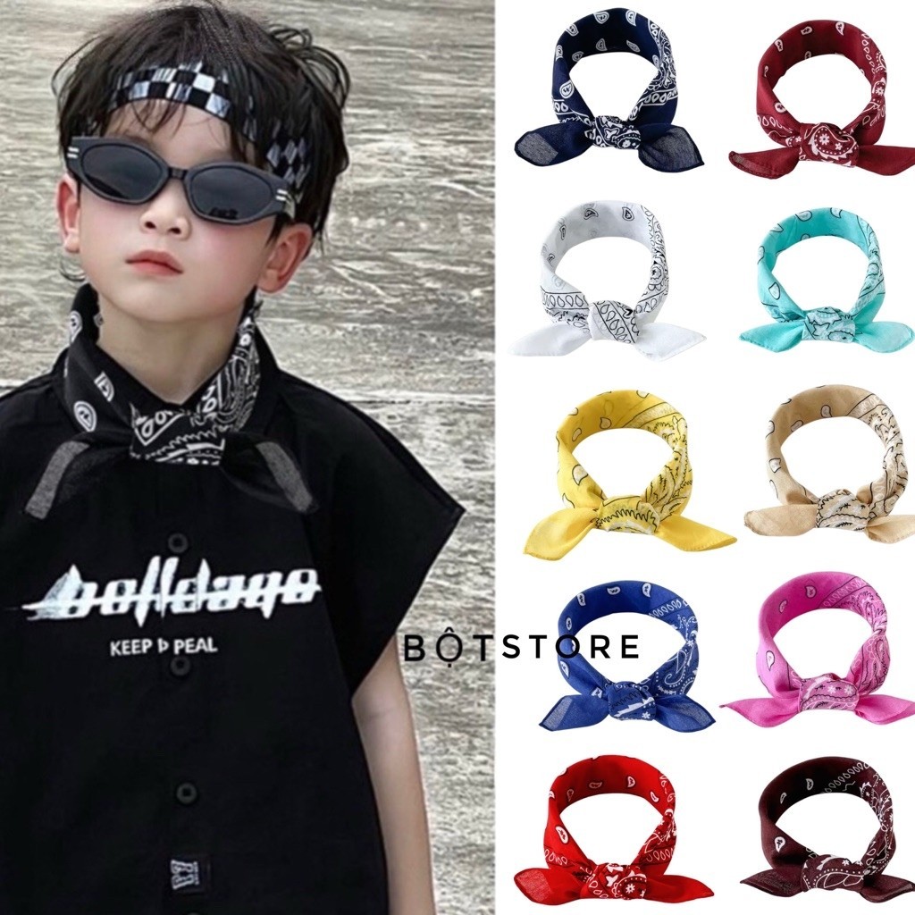 Khăn hiphop 50x50 chất cotton in 2 mặt hàng đẹp cho bé style HQ