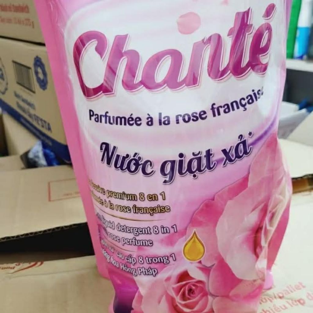 Nước giặt xả Chante' hoa hồng pháp 2,96 Lít