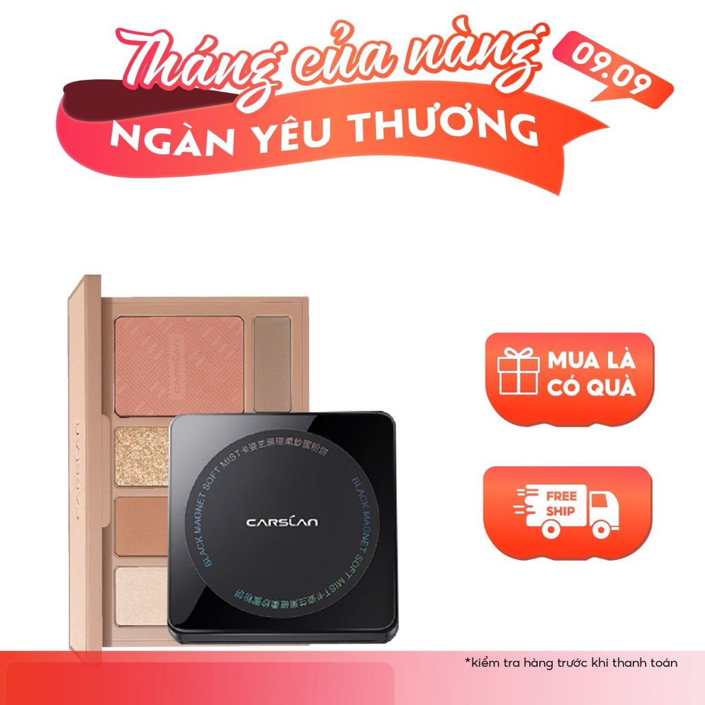 Combo bảng phấn mắt Carslan 10 ô đa sắc + phấn nén Carslan nền mịn, kiềm dầu hiệu quả 2025