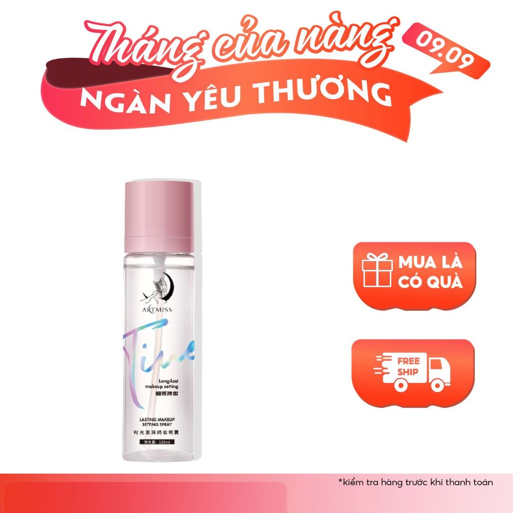 Xịt khóa nền Artmiss pink collection cố định nền lâu trôi và kiềm dầu dưỡng ẩm trên da 110ml