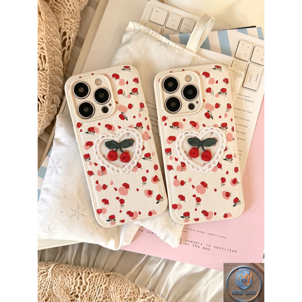 Ốp Lưng Iphone Trái Tim Cherry - Cherry Vintage Heart Xinh Yêu  - nobicase