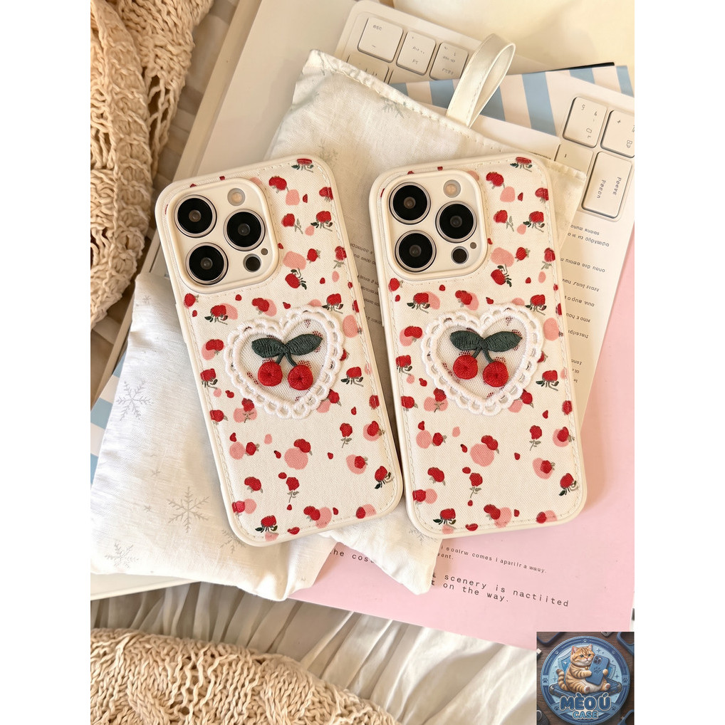 Ốp Lưng Iphone Trái Tim Cherry - Cherry Vintage Heart Xinh Yêu  - mèo ú case