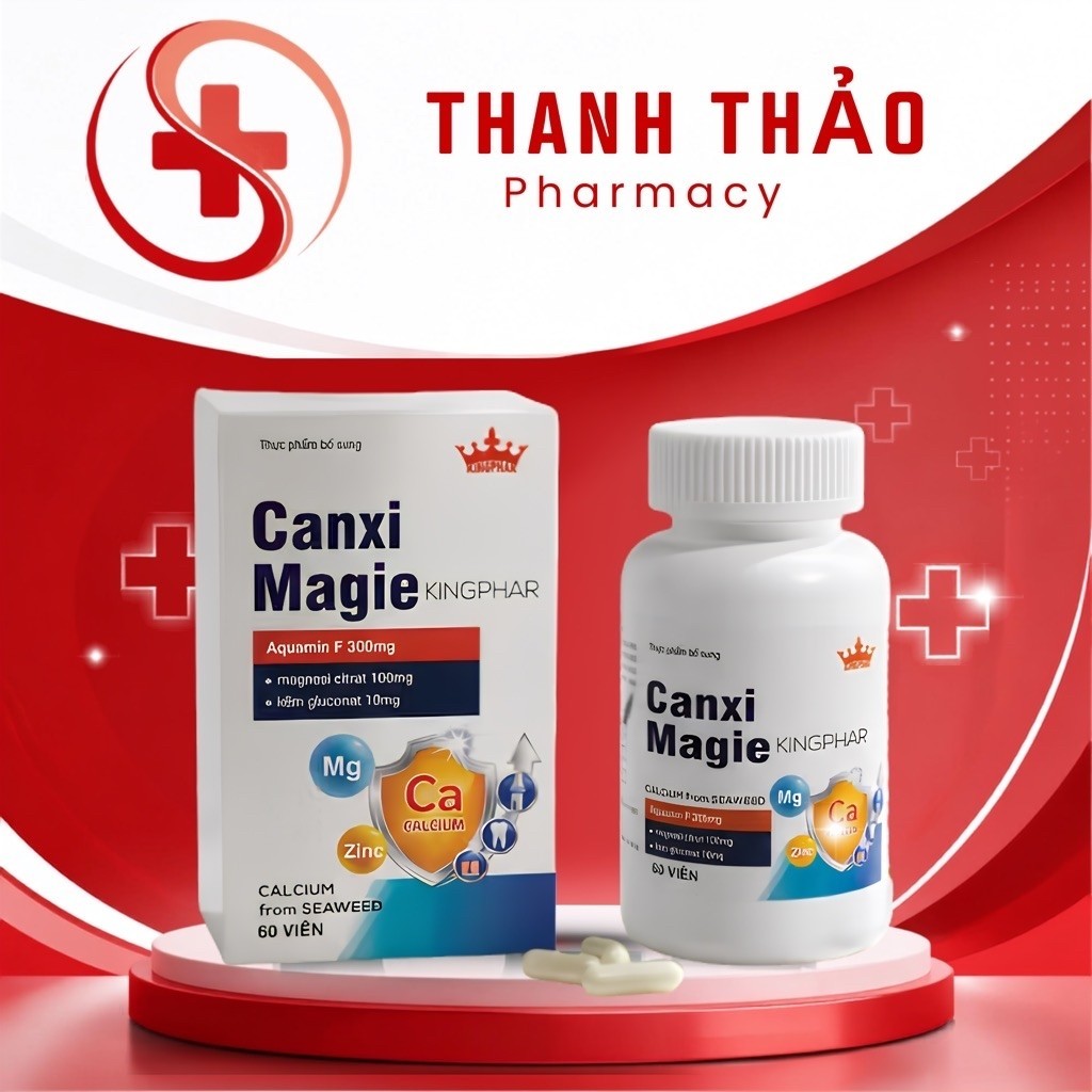 Viên Uống Canxi Magie Kingphar 60 Viên  – Bổ Sung Canxi, Magie Và Kẽm Cho Cơ Thể- Thanhthaopharmacy