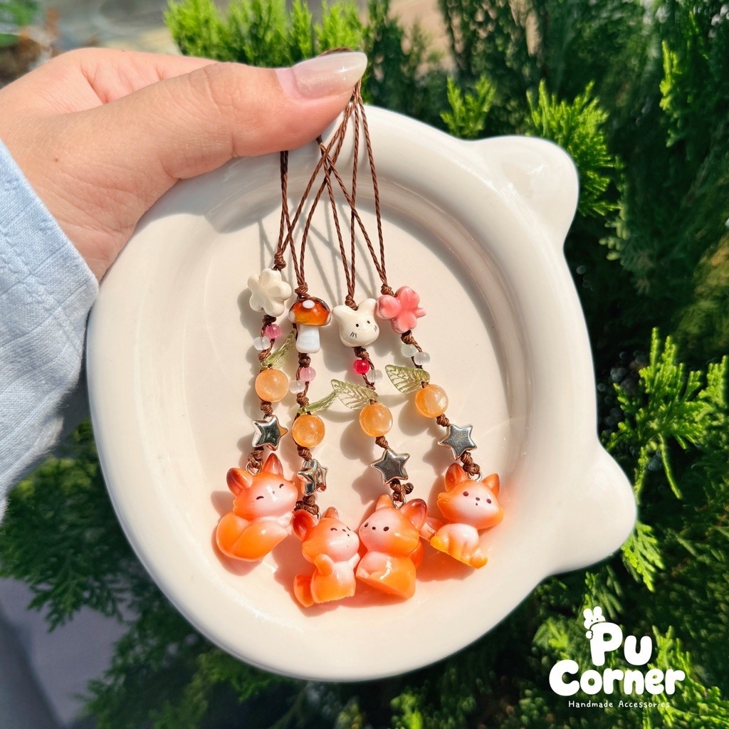 Dây Treo Con Cáo Foxie Handmade Móc Khoá Cute Trang Trí Túi Balo Phụ Kiện Điện Thoại