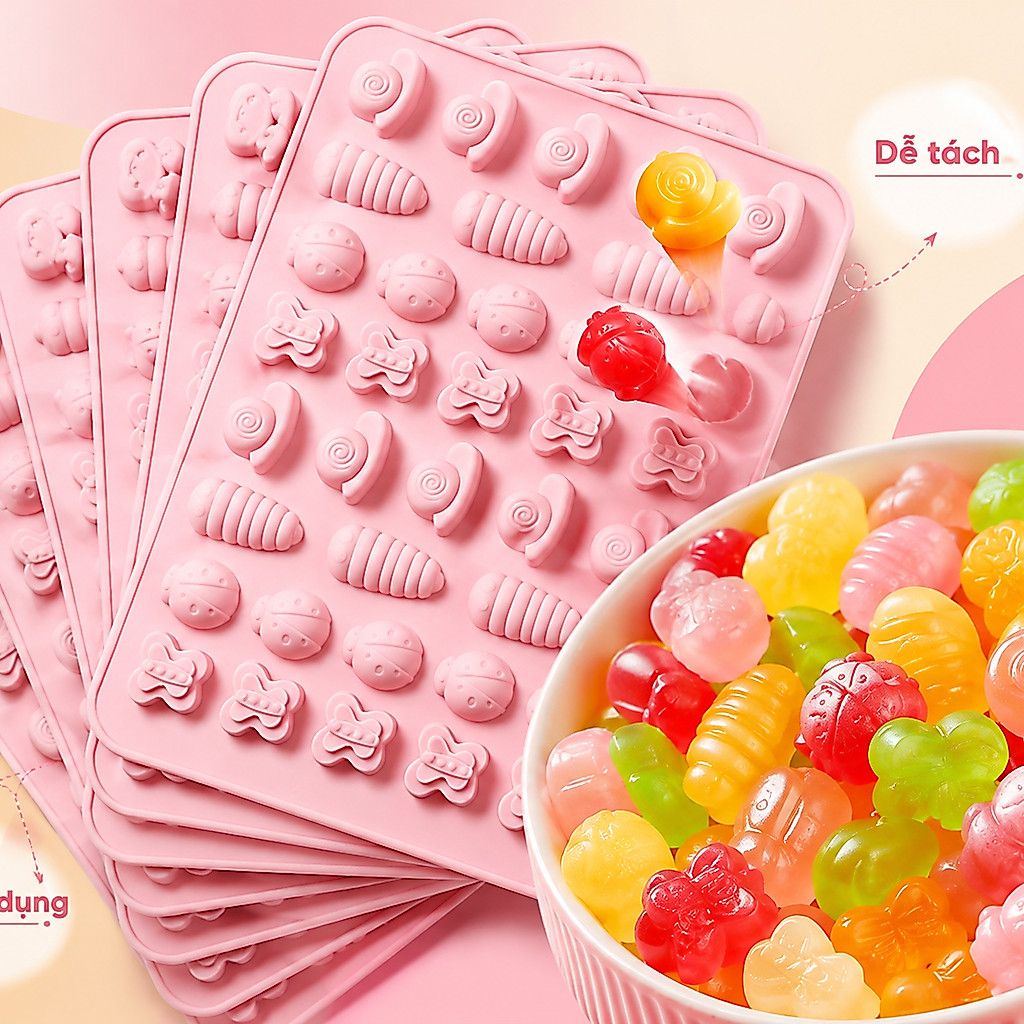 [J & U-T] Mix Trái Cây Động Vật Silicon Khuôn Socola Thỏ Cá Fudge Kẹo Thạch Khuôn Hình Học Trái Tim Trang Trí Bánh Nướng Khay Đá Quà Tặng