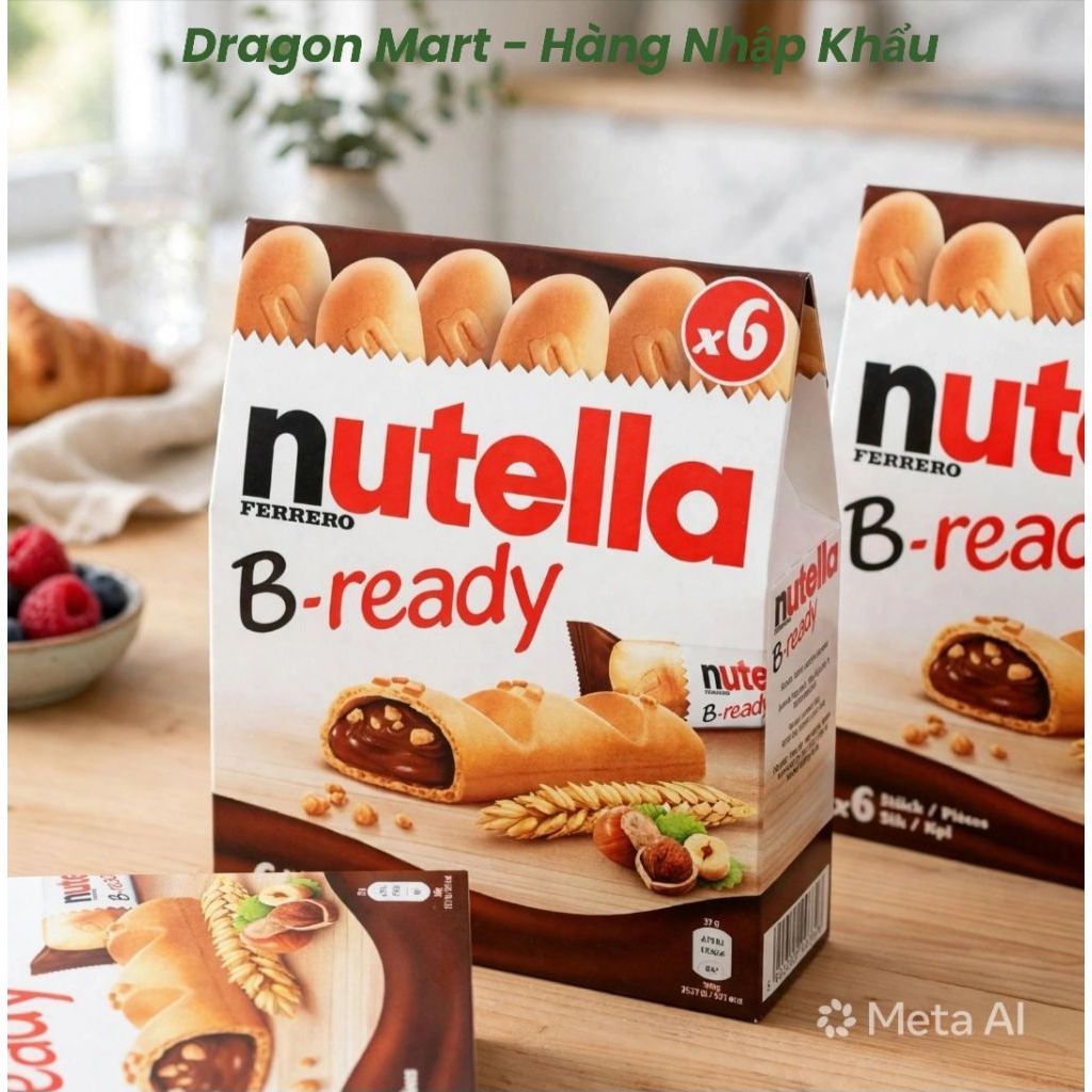 Bánh Nhân Kem Socola Hạt Phỉ Nutella B-Ready 132 Nhập Khẩu Đức