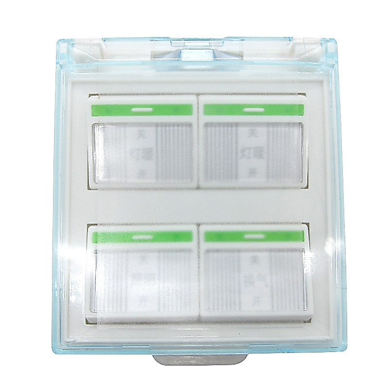 Yuba Switch Bốn Mở 4 Mở 86 Loại Phòng Tắm Bốn Trong Một Có Nắp Công Tắc Lật Trong Suốt Yuba Chống Hộ