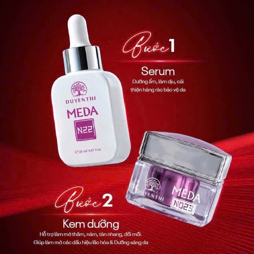 Bộ Kem Dưỡng MEDA N023 + Serum N22 Duyên Thị Chính Hãng Hộp 25gr - Kem Dưỡng Trắng Da Căng Bóng Duy 