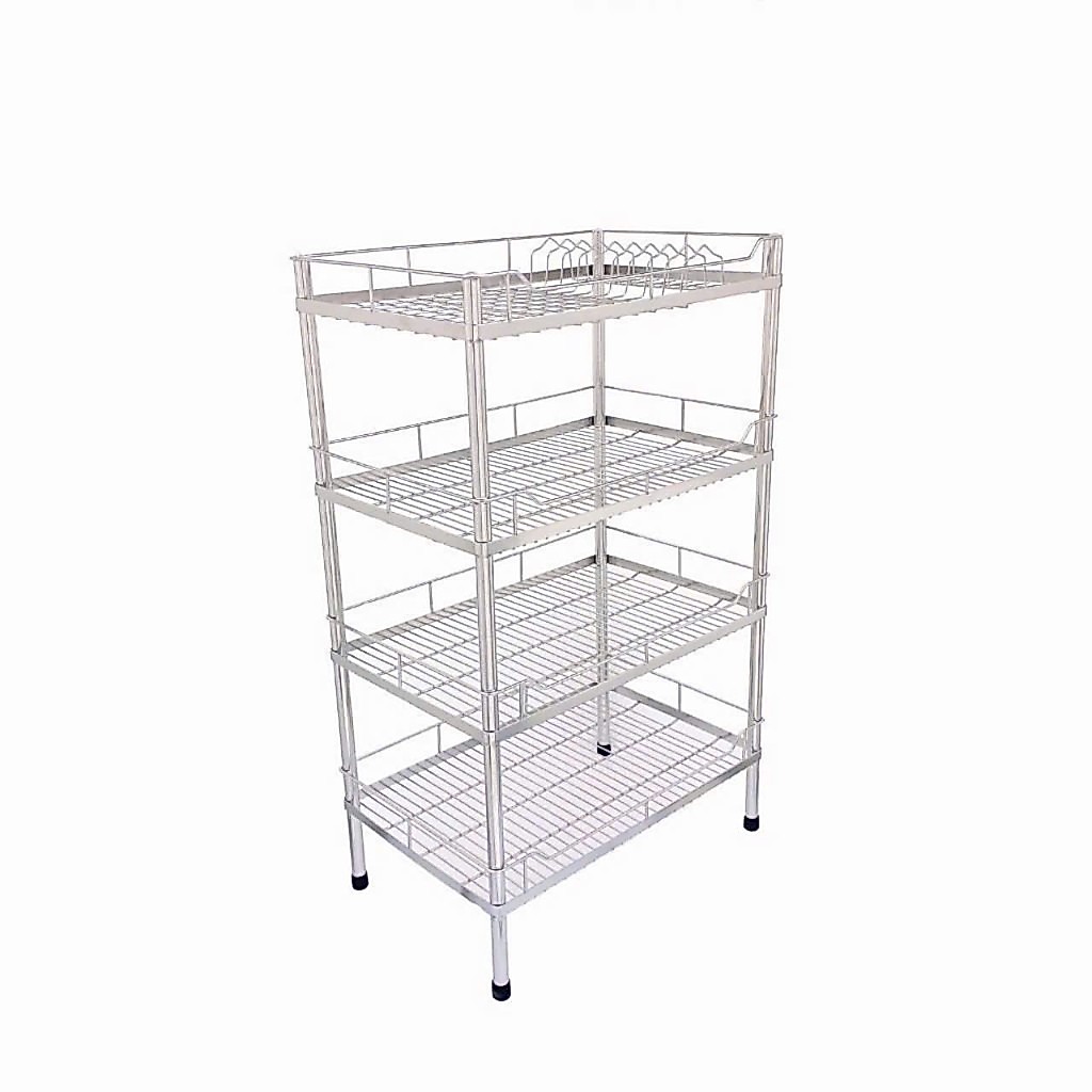 KỆ CHÉN INOX 4 TẦNG - KỆ CHÉN INOX ĐẶC THANH LA KÍCH THƯỚC 40x60