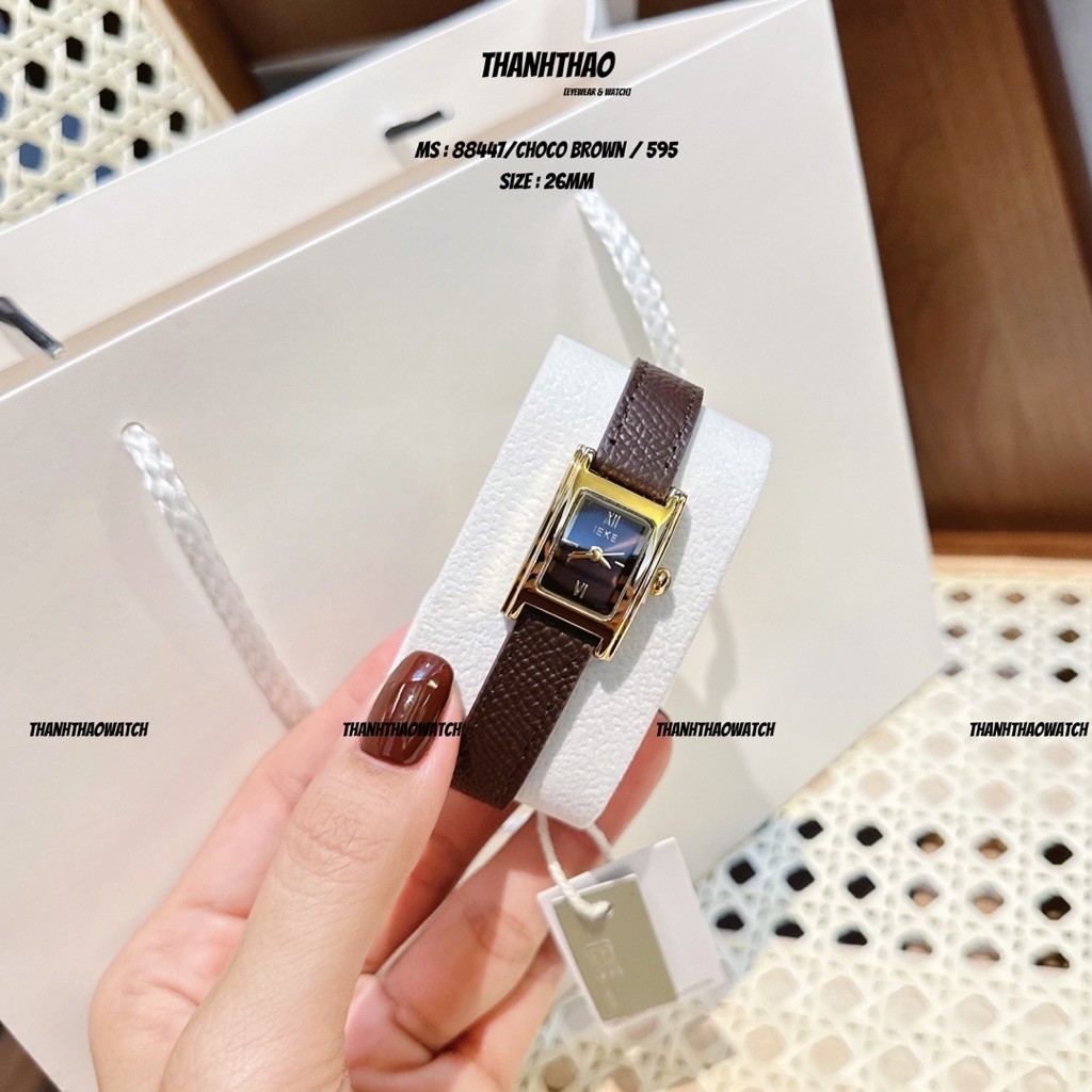 Đồng hồ nữ chính hãng dây da nâu chocolate THANHTHAO WATCH Ieke88447