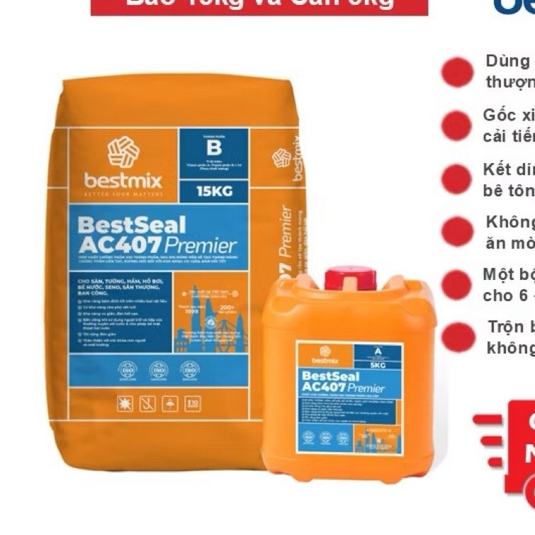 BestSeal AC407 - Vữa Chống Thấm WC, Sân Thượng, Tầng Hầm - Giống Sika TopSeal107