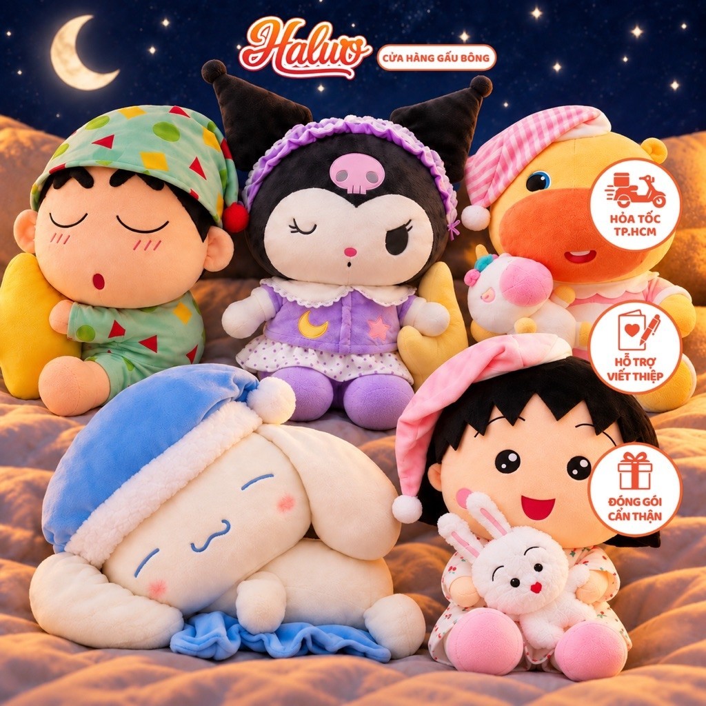 Gấu bông ru ngủ Maruko, Shin bút chì, Kurumi quà tặng sinh nhật tình yêu ý nghĩa H68