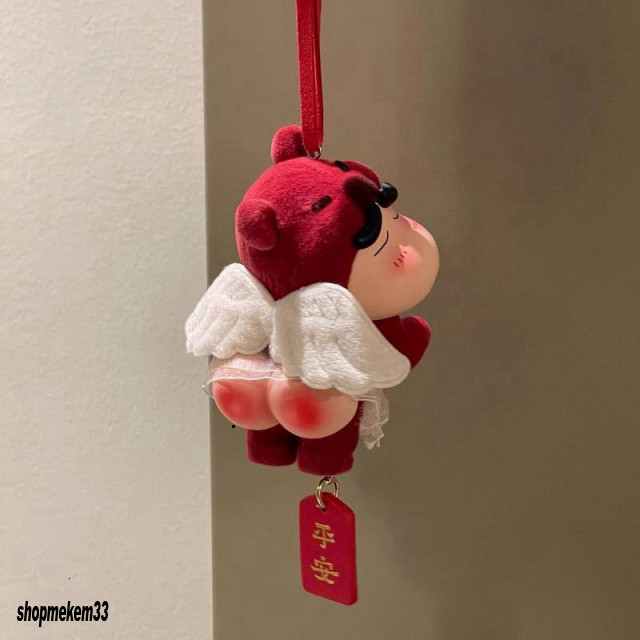 Red Angel Butt Bear Crayon Xiaoxin Pendant Cute Xiaoxin Car Hanging Rearview Mirror Decoration Pink 