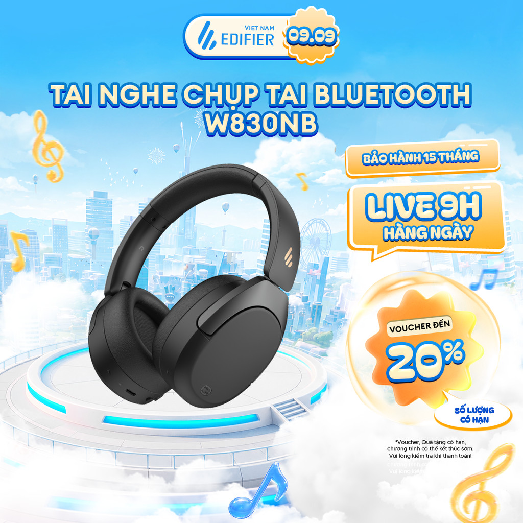 Tai Nghe Bluetooth Chụp Tai Không Dây EDIFIER W830NB - Chế Độ Chống Ồn - Pin Dài Tới 96H Chơi Nhạc - 15 Tháng Bảo Hành