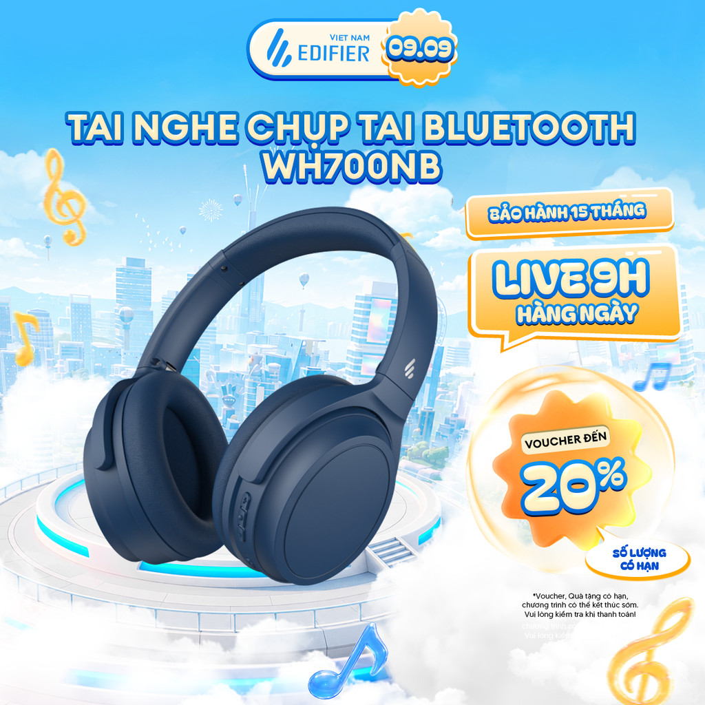 Tai Nghe Chụp Tai Bluetooth Chống Ồn EDIFIER WH700NB/WH700NB PRO - Pin Đến 56H - Âm Thanh Hi-Res - 15 Tháng Bảo Hành