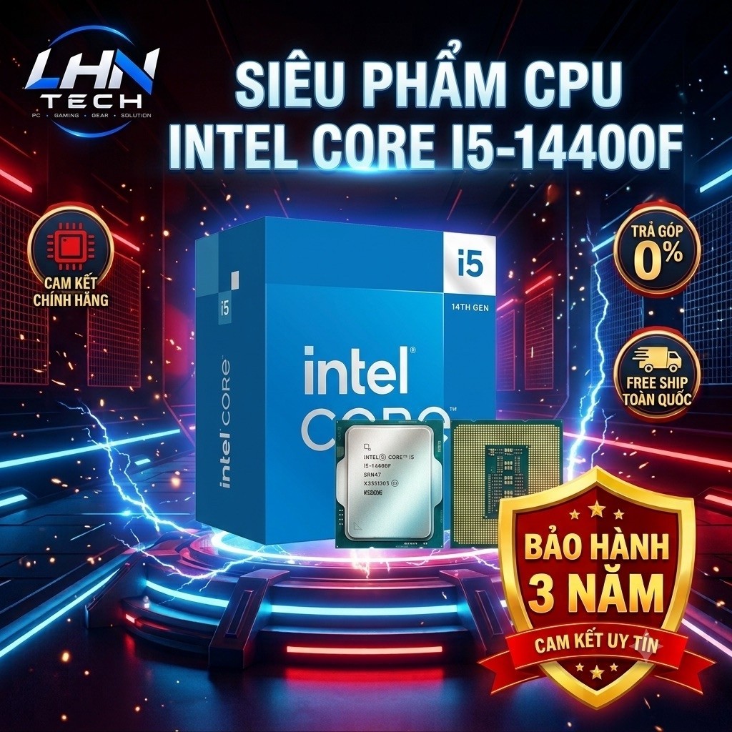 Bộ vi xử lý Intel Core i5 14400F tray new 10 nhân 16 luồng, không đồ họa tích hợp, Socket LGA1700 - 